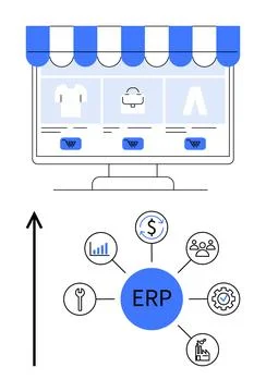 Integrating ERP Solutions for Enhanced E-commerce Efficiency and Performance 스톡 일러스트