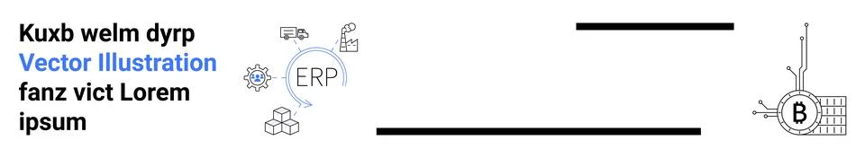 Integrating ERP tools, cloud services, and data analytics. Ideal for business Stock Illustration