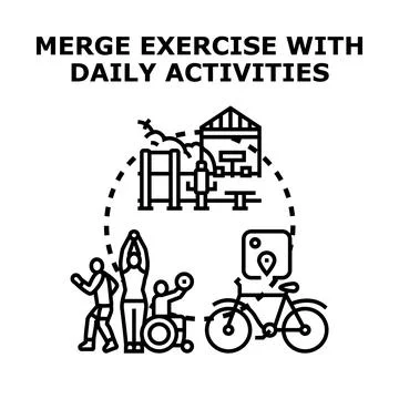 Integrating exercise and physical activity into daily routines Stock Illustration