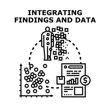 Integrating findings and data analysis for business intelligence Stock Illustration