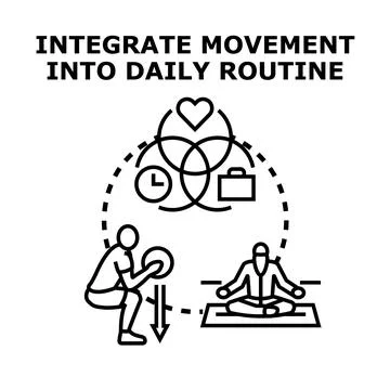 Integrating movement into daily routine for balanced lifestyle concept Stock Illustration