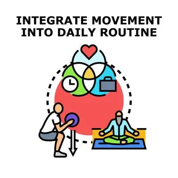 Integrating movement into daily routine for balanced lifestyle concept Ilustración de archivo