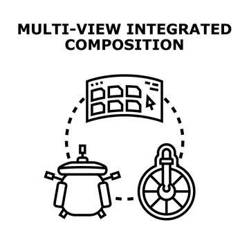 Integrating multi view compositions, a creative process utilizing digital too 스톡 일러스트