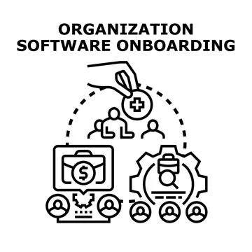 Integrating new members into organization software onboarding process Ilustração Stock