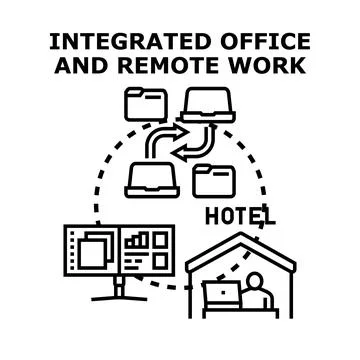 Integrating office and remote work with hybrid models 스톡 일러스트