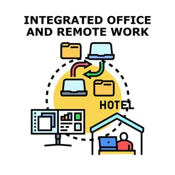 Integrating office and remote work with hybrid models Stock Illustration