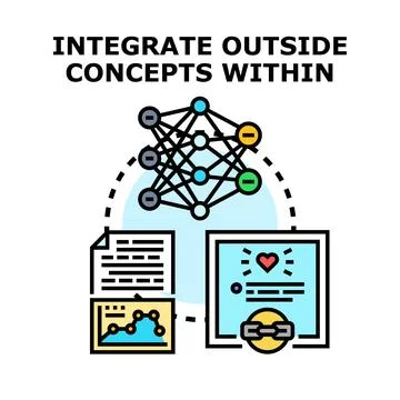 Integrating outside concepts and data within a network system 스톡 일러스트