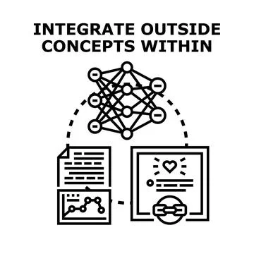 Integrating outside concepts and data within a network system イラスト素材