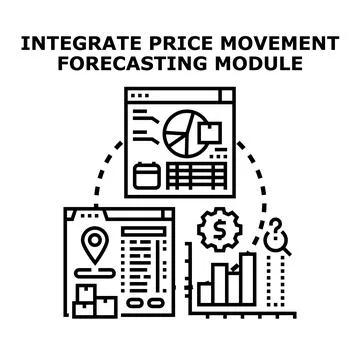 Integrating price movement forecasting module concept Stock Illustration