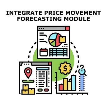 Integrating price movement forecasting module concept Stock Illustration