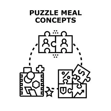 Integrating puzzle pieces creating diverse concepts and solutions Stock Illustration