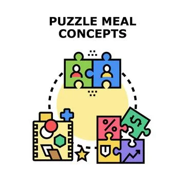 Integrating puzzle pieces creating diverse concepts and solutions Stock Illustration