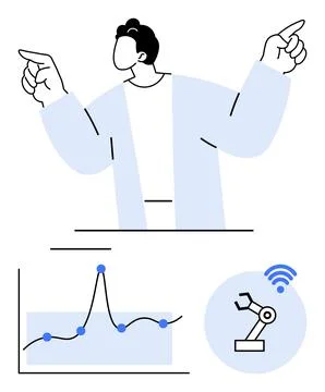 Integrating Robotics and Data Analysis for Smart Automation Solutions Stock Illustration