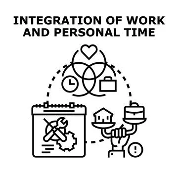 Integrating work and personal time concept illustration Stock Illustration