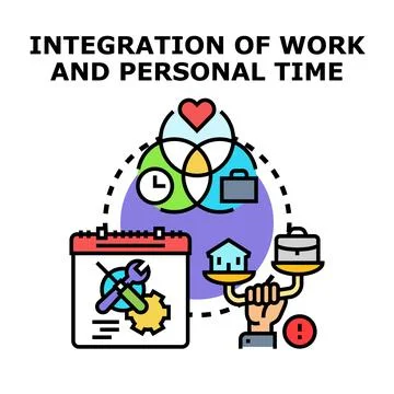 Integrating work and personal time concept illustration Stock Illustration