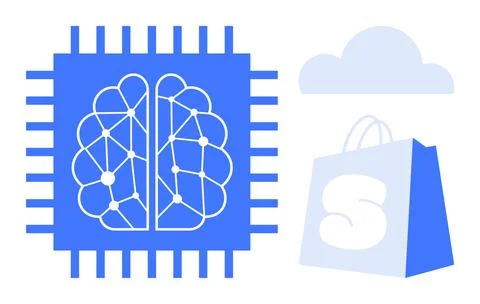 Integration of AI and Cloud Computing in E-Commerce Platforms Stock Illustration