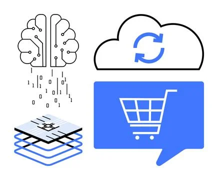 Integration of AI, Cloud Computing, and E-commerce for Modern Digital Solutio 스톡 일러스트