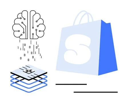 Integration of Artificial Intelligence in E-Commerce Platforms and Shopping 스톡 일러스트