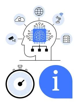 Integration of Artificial Intelligence in Modern Technologies and Data Stor.. 스톡 일러스트