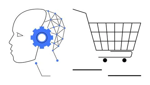 Integration of Artificial Intelligence in Online Shopping and E-commerce Te.. Stockillustratie