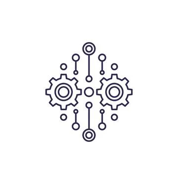 Integration, automation concept, vector line icon Stock Illustration