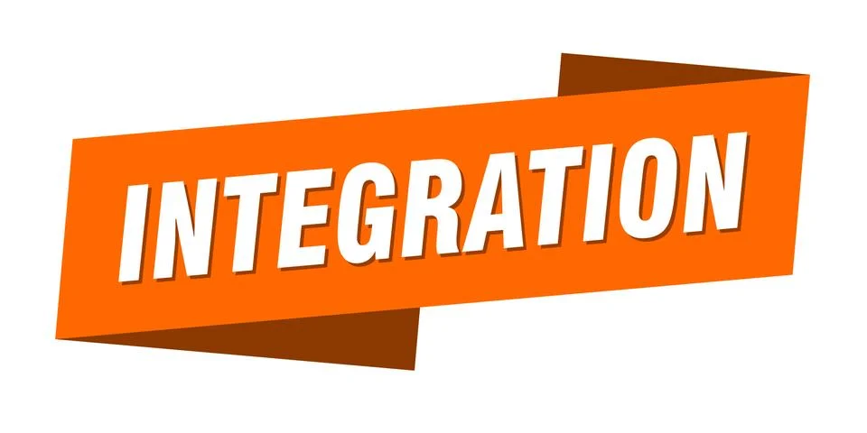 Integration banner template. integration ribbon label sign Stock Illustration
