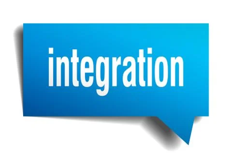 Integration blue 3d speech bubble Stock Illustration