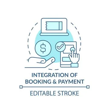 Integration of booking and payment turquoise concept icon Stock Illustration