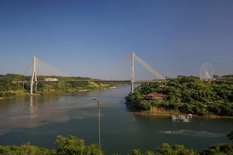 Integration Bridge between Ciudad del Este and Foz do Iguazu. 스톡 사진