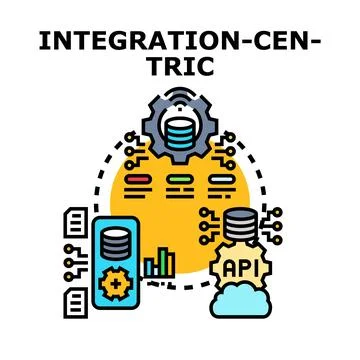 Integration centric concept with data and systems connecting Stock Illustration