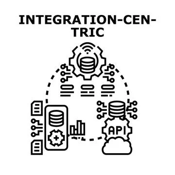 Integration centric concept with data and systems connecting Stock Illustration