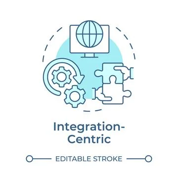 Integration-centric soft blue concept icon Stock Illustration