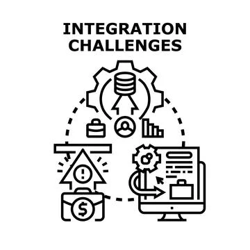 Integration challenges creating complex business process management 스톡 일러스트