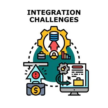 Integration challenges creating complex business process management Stock Illustration