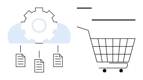 Integration of Cloud Computing and E-commerce Through File Management Stock Illustration