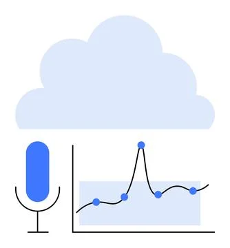 Integration of Cloud Technology and Voice Data Analytics in Modern Solutions Stock Illustration