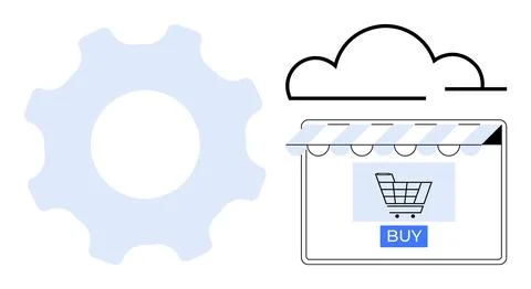 Integration of Cloud Technology in E-commerce for Seamless Online Shopping .. Stock Illustration