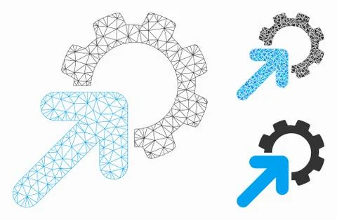 Integration Cog Vector Mesh 2D Model and Triangle Mosaic Icon Stock Illustration
