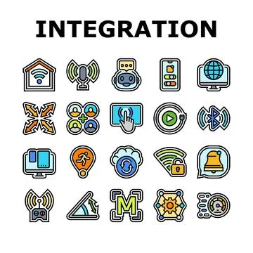 Integration compatibility product icons set vector Stockillustratie