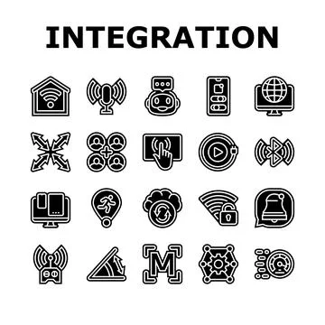 Integration compatibility product icons set vector Stockillustratie