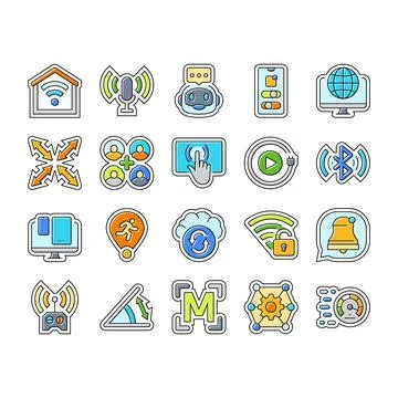 Integration compatibility product icons set vector Stock Illustration