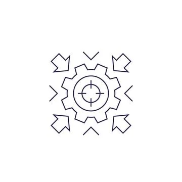 Integration concept vector icon with cogwheel, linear design Stock Illustration