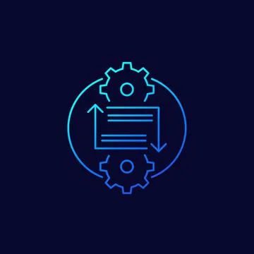 Integration concept, vector linear icon 스톡 일러스트