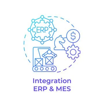 Integration ERP and MES blue gradient concept icon Stock Illustration