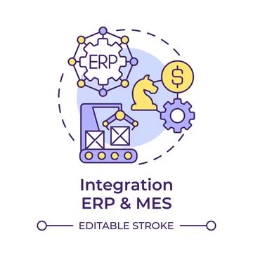 Integration ERP and MES multi color concept icon イラスト素材