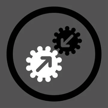 Integration flat black and white colors rounded vector icon Stock-Illustration