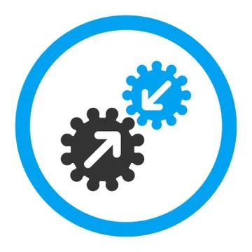 Integration flat blue and gray colors rounded vector icon Stock Illustration