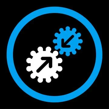 Integration flat blue and white colors rounded vector icon Stock Illustration