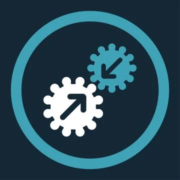 Integration flat blue and white colors rounded vector icon Illustrazione stock