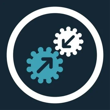 Integration flat blue and white colors rounded vector icon Stock Illustration